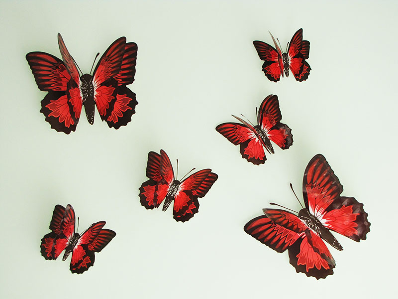3D Schmetterlinge Wanddeko - 24 Stück Abnehmbare Wandaufkleber Rosa